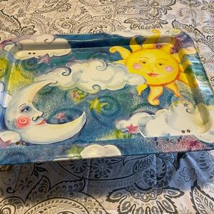 Vtg vintage Colorful Celestial Serving Tray
